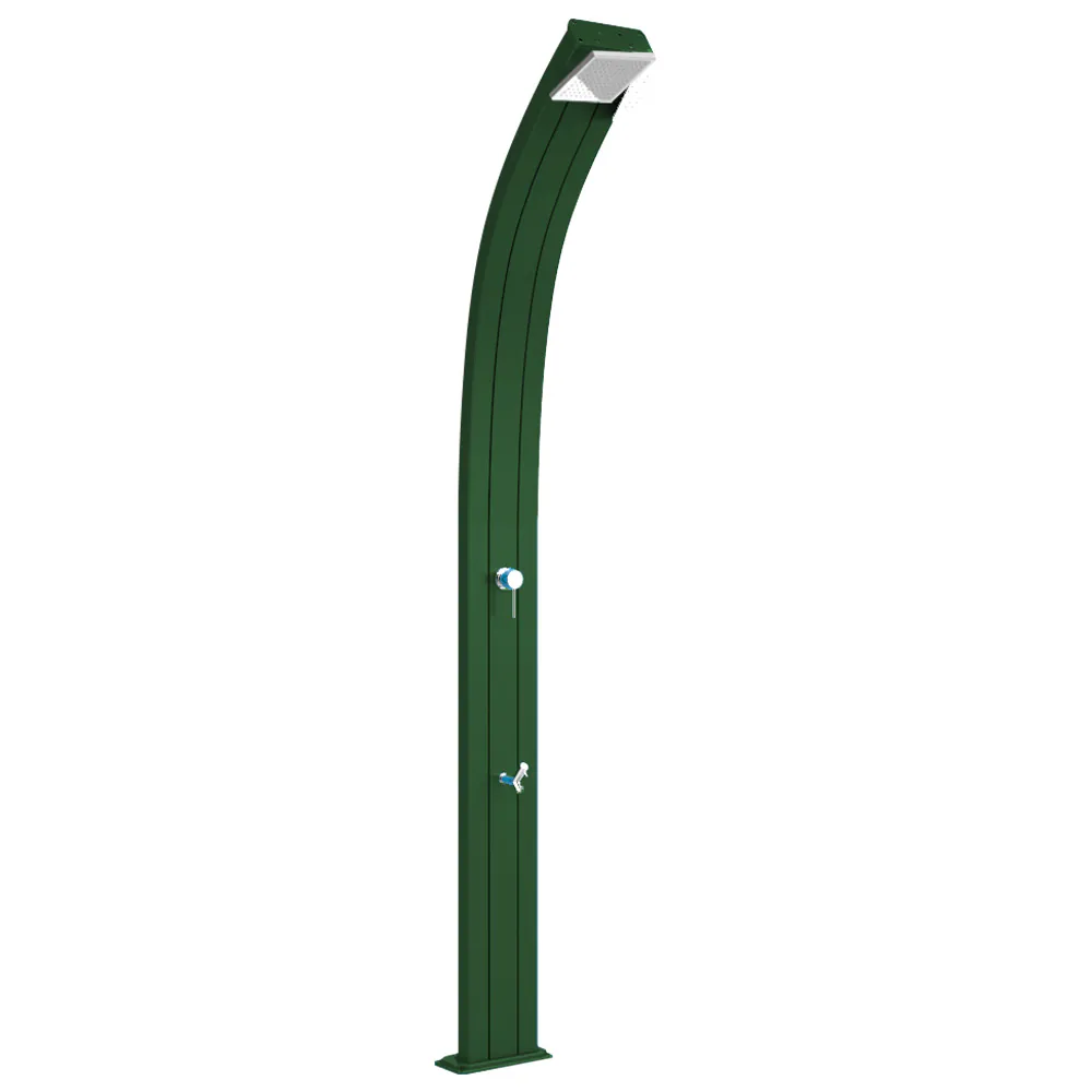 Prysznic solarny Aquaviva Spring aluminium z kranikiem do mycia stóp, zielony A120/6016, 25 l