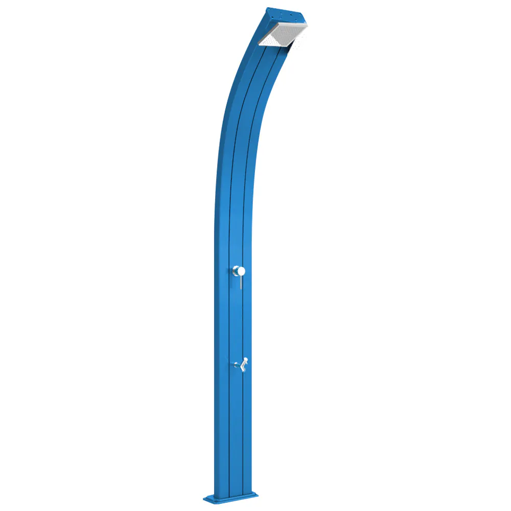 Prysznic solarny Aquaviva Spring aluminium z kranikiem do mycia stóp, niebieski A120/5012, 25 l