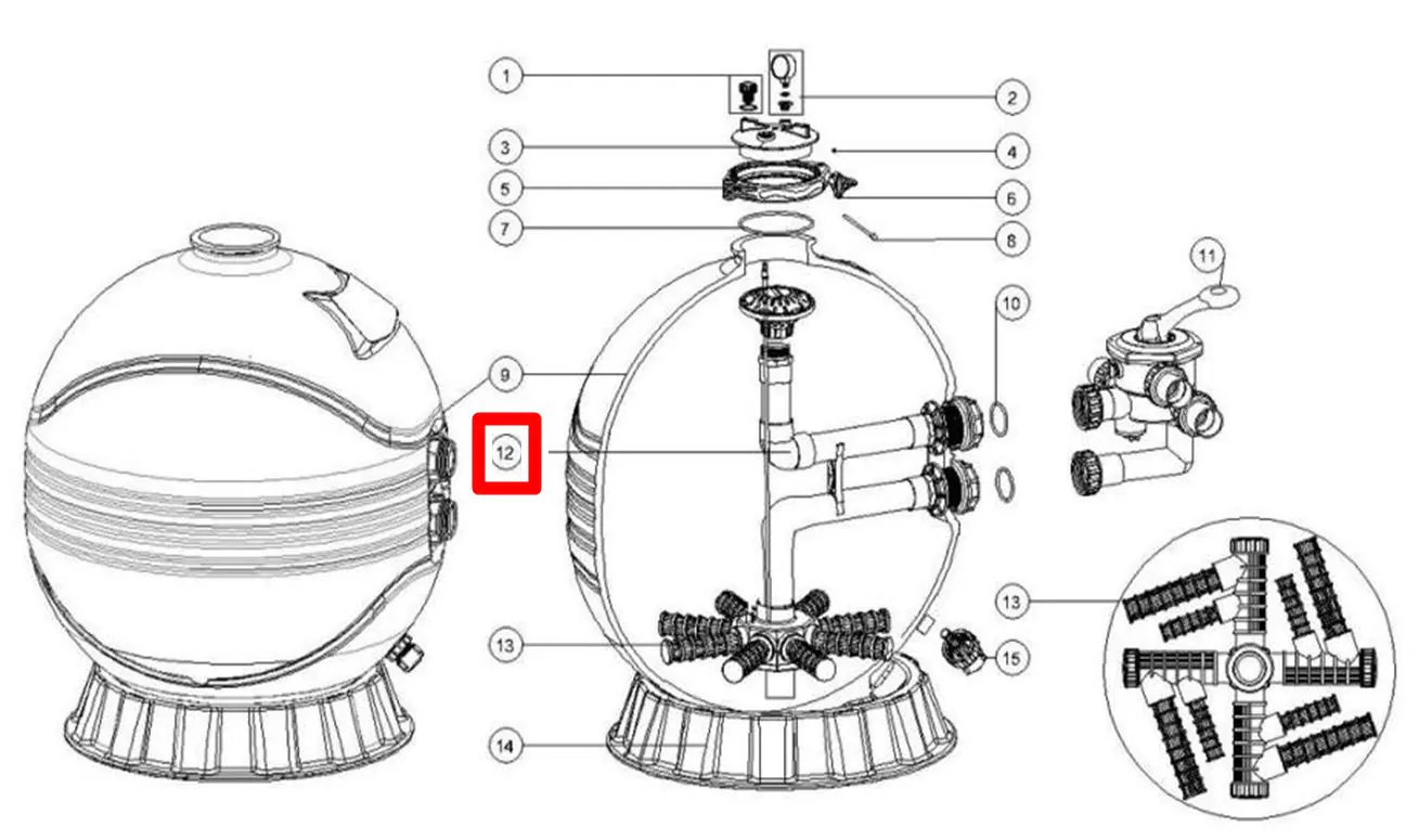 Kolektor z rurą do filtrów Emaux MFS17 89012601