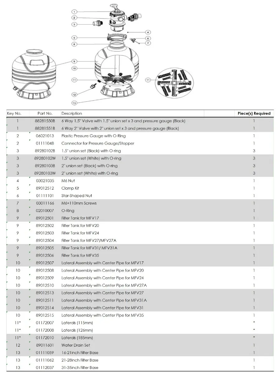 Kolektor z rurą do filtrów Emaux MFV27 89012513
