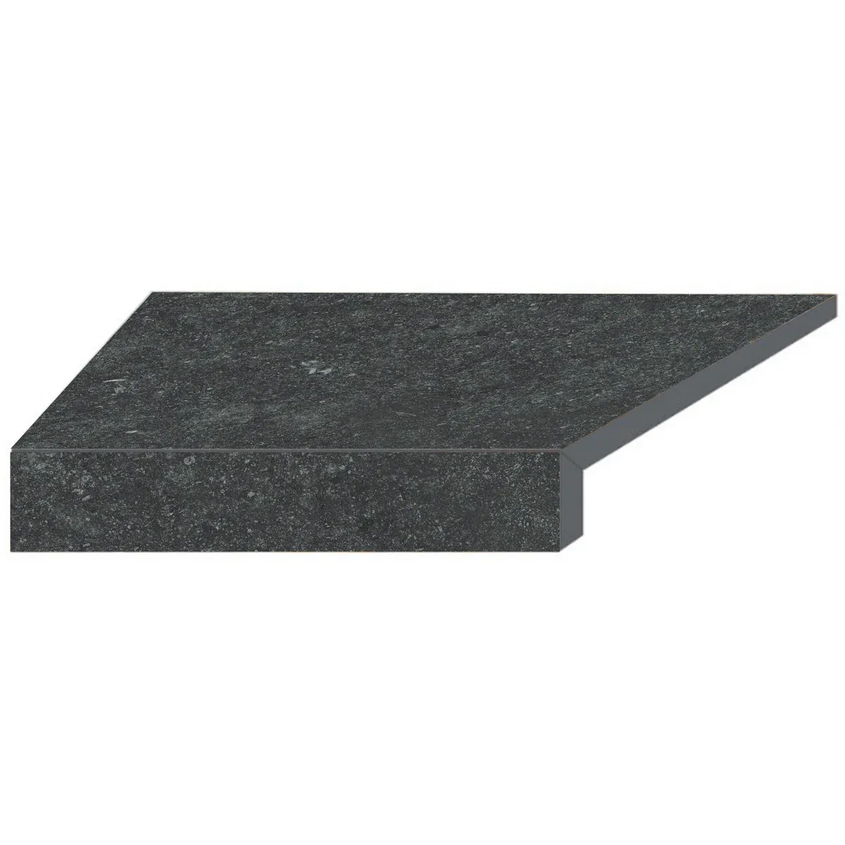 Narożny element typu L płytki basenowej brzegowej Aquaviva Stellar Dark Grey, 600x345x50 (20) mm (lewy/45°)