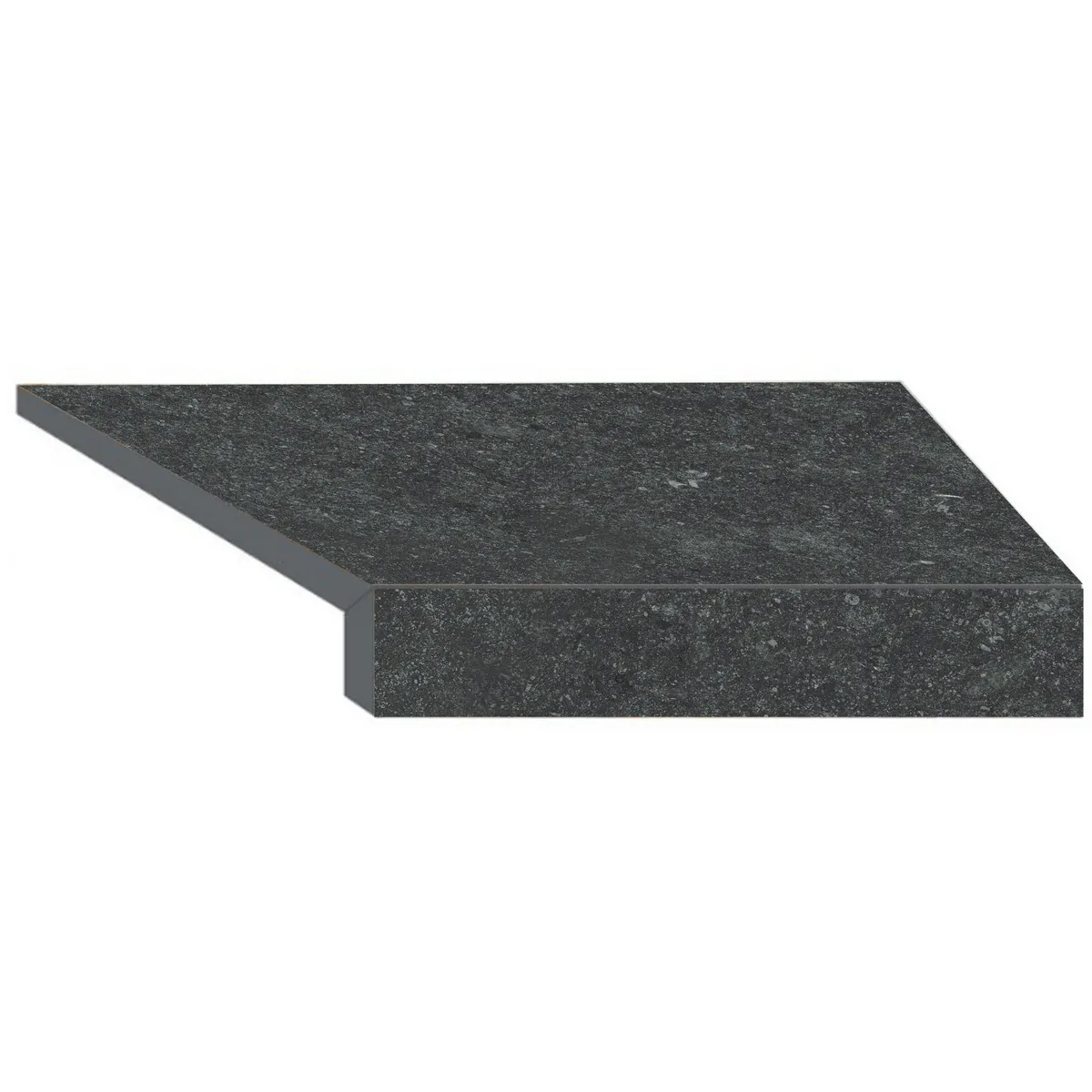 Narożny element typu L płytki basenowej brzegowej Aquaviva Stellar Dark Grey, 600x345x50 (20) mm (prawy/45°)