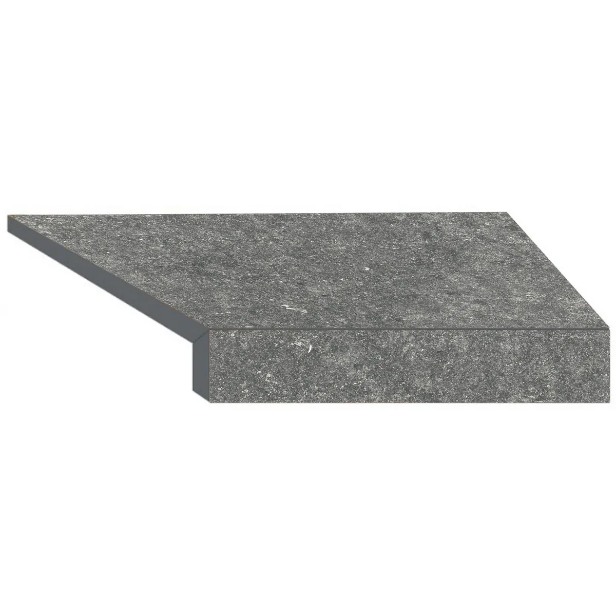 Narożny element typu L płytki basenowej brzegowej Aquaviva Stellar Grey, 600x345x50 (20) mm (prawy/45°)