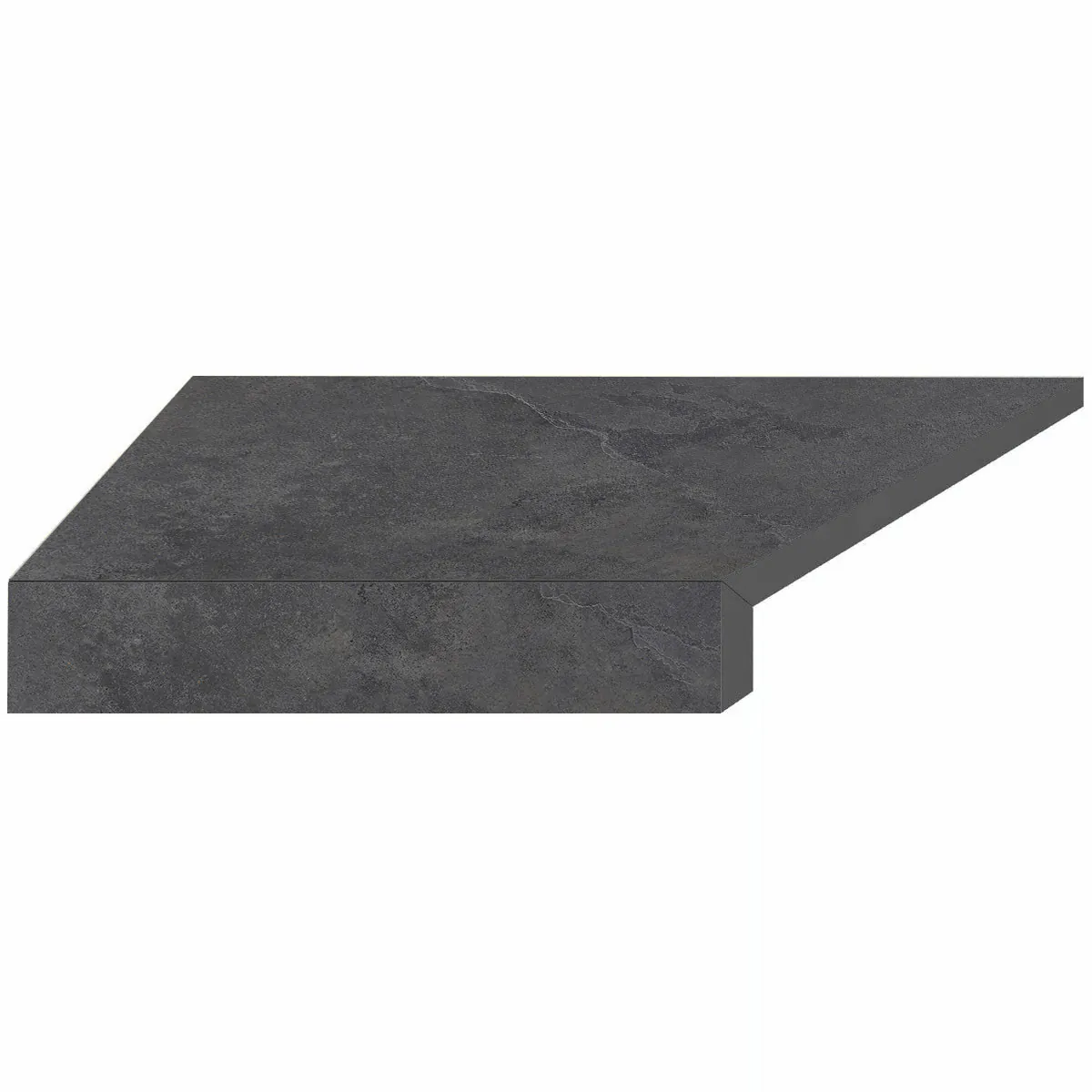 Narożny element typu L płytki basenowej brzegowej Aquaviva Dusk Antracite, 600x345x50 (20) mm (lewy/45°)