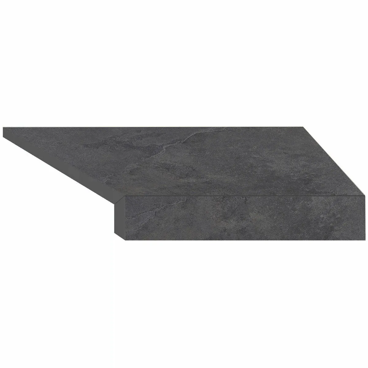 Narożny element typu L płytki basenowej brzegowej Aquaviva Dusk Antracite, 600x345x50 (20) mm (prawy/45°)