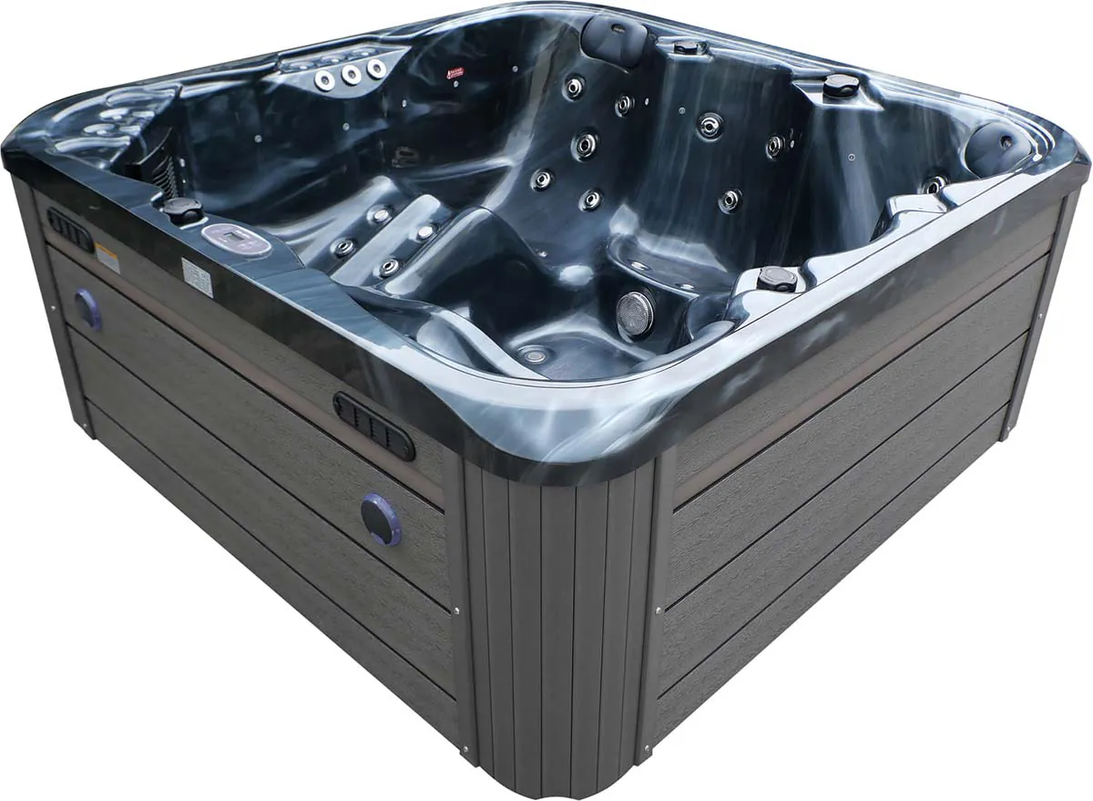 Jacuzzi z hydromasażem Aquajoy Riviera (200х200х90 cm), ciemny opal, z głośnikami i podświetleniem LED