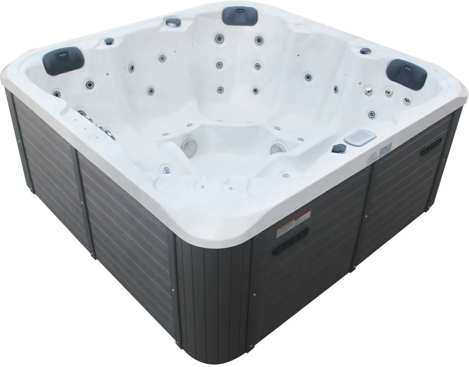 Jacuzzi z hydromasażem Aquajoy Riviera (200х200х90 cm), srebrnobiały marmur, z głośnikami i podświetleniem LED