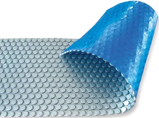 Folia solarna do basenu Aquajoy Platinum Bubbles 500 µm, szerokość 6 m (30 m.b.), srebrno-niebieska
