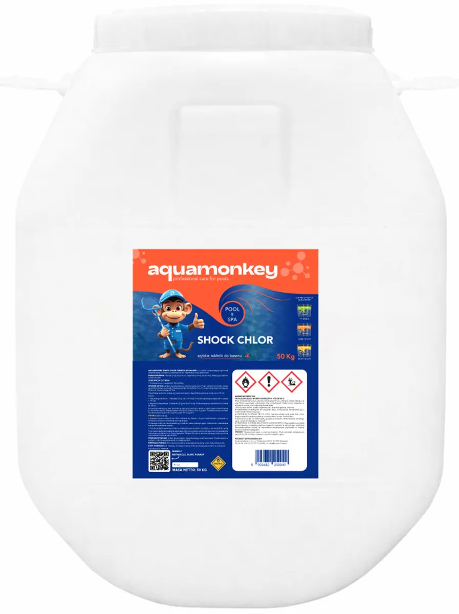Chlor szokowy do basenu Aquamonkey Shock Chlor 50 kg w tabletkach