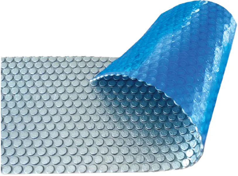 Folia solarna do basenu Aquaviva Platinum Bubbles 500 µm, szerokość 7.5 m (30 m.b.), srebrno-niebieska