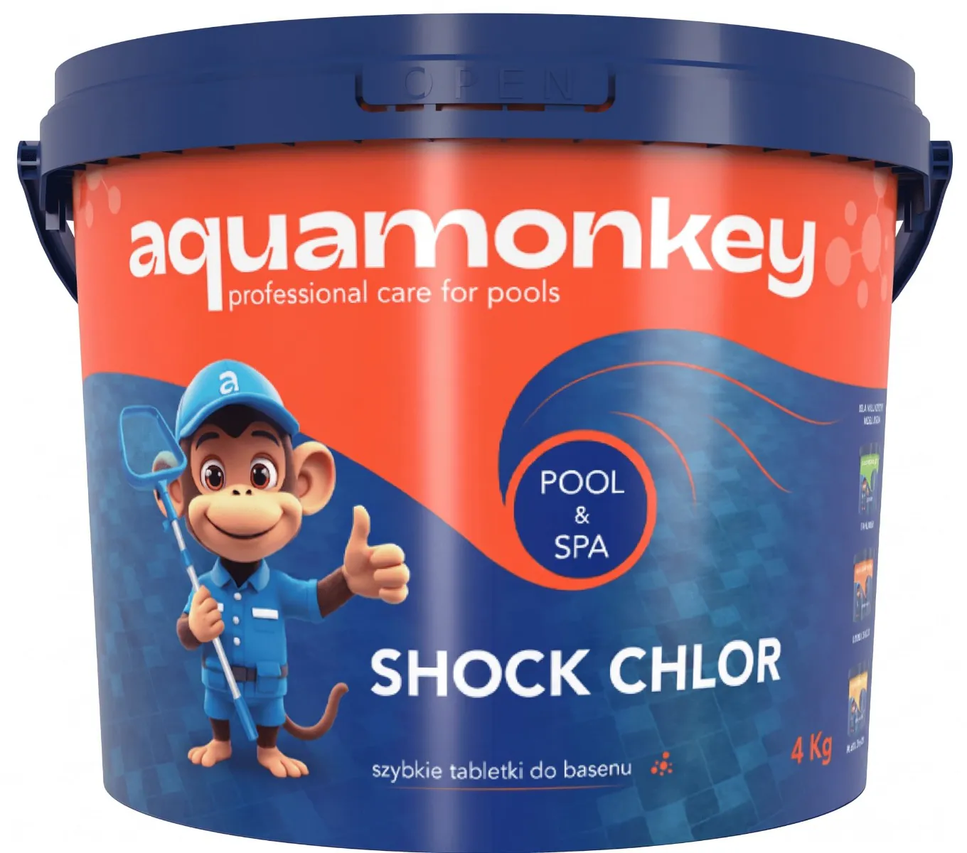 Chlor szokowy do basenu Aquamonkey Shock Chlor, 4 kg w tabletkach
