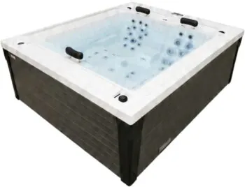 Przelewowy basen z hydromasażem Aquajoy Marmaris (230х198х89 cm), srebrzysto-biały marmur