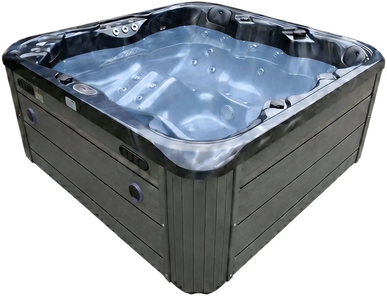 Wanna SPA z hydromasażem Aquajoy Riviera (200х200х90 cm), ciemny opal, z głośnikami i podświetleniem LED