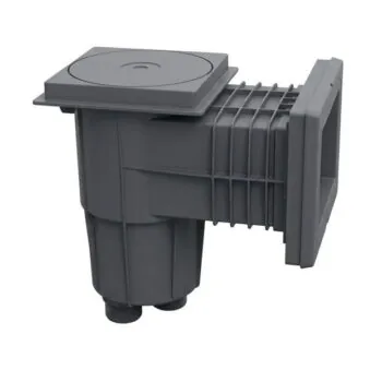 Skimmer do basenów foliowych Emaux EM0130-SV Standard (kwadratowa pokrywa), wkładki mosiężne, ciemnoszary