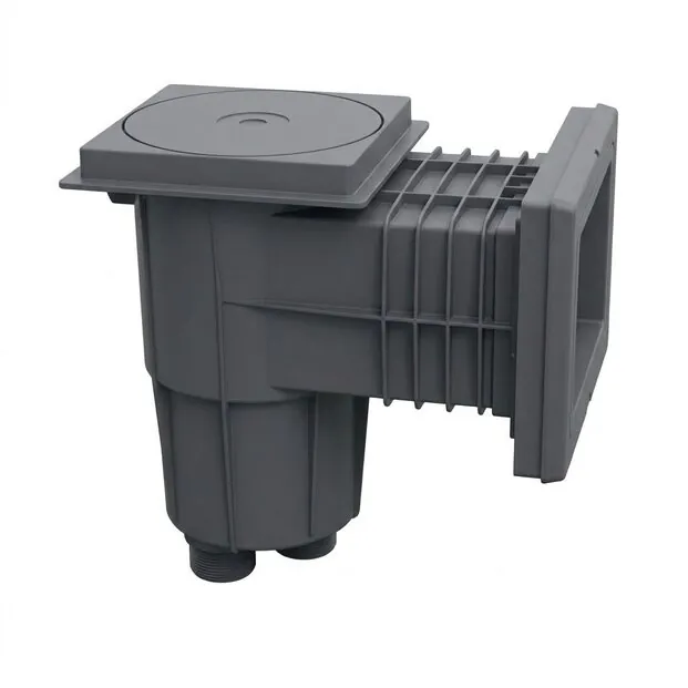 Skimmer do basenów foliowych Emaux EM0130-SV Standard (kwadratowa pokrywa), wkładki mosiężne, ciemnoszary