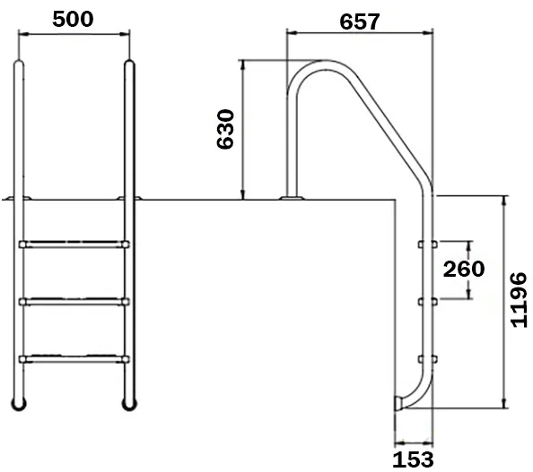 Drabinka do basenu Flexinox Standard Nero (4 stopnie) Black, AISI-316L, obniżka - obrazek 2